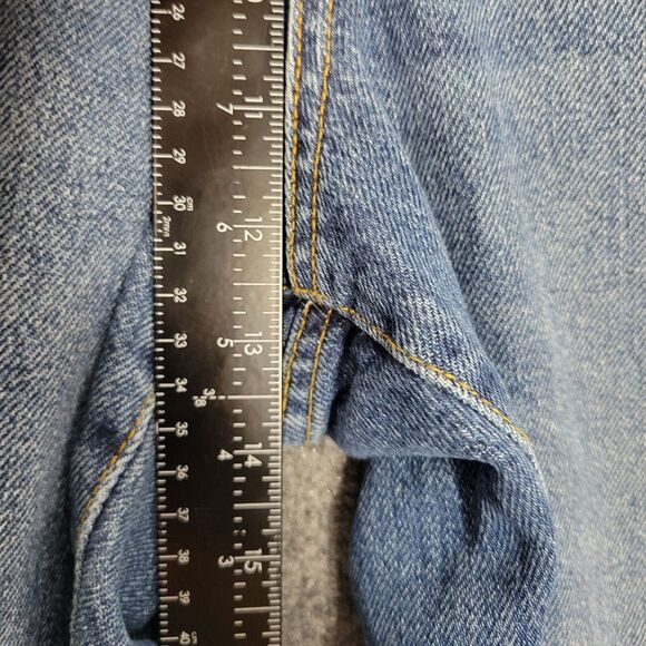 BDG Slim Straight Button Fly Cropped Distressed Denim Blue Jeans SIZE 32 - Picture 8 of 11